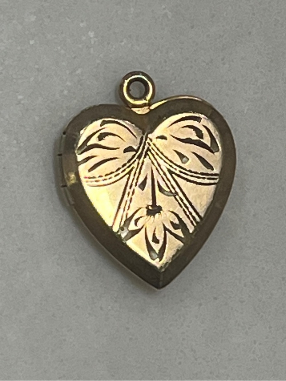 Antique 12kt Engraved Heart Locket
-floral engraved Pendant